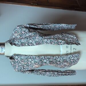 J.Crew Slim Perfect Blouse In Liberty of London White Garden Print size 2